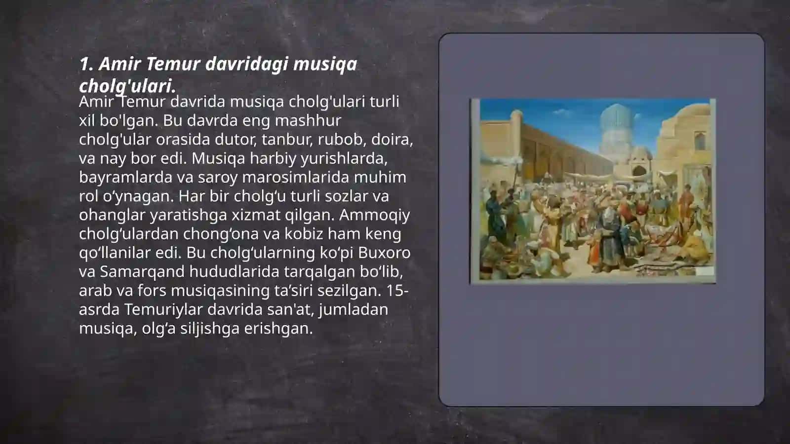 Amir Temur va Temuriylar davrida musiqa cholg'ulari 3