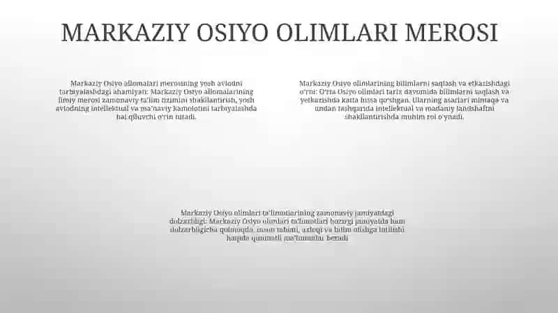 Yuksak MaʼNaviyatli Yoshlarni Tarbiyalashda OʻRta Osiyo Allomalari Ilmiy MeʼRosining OʻRni 3