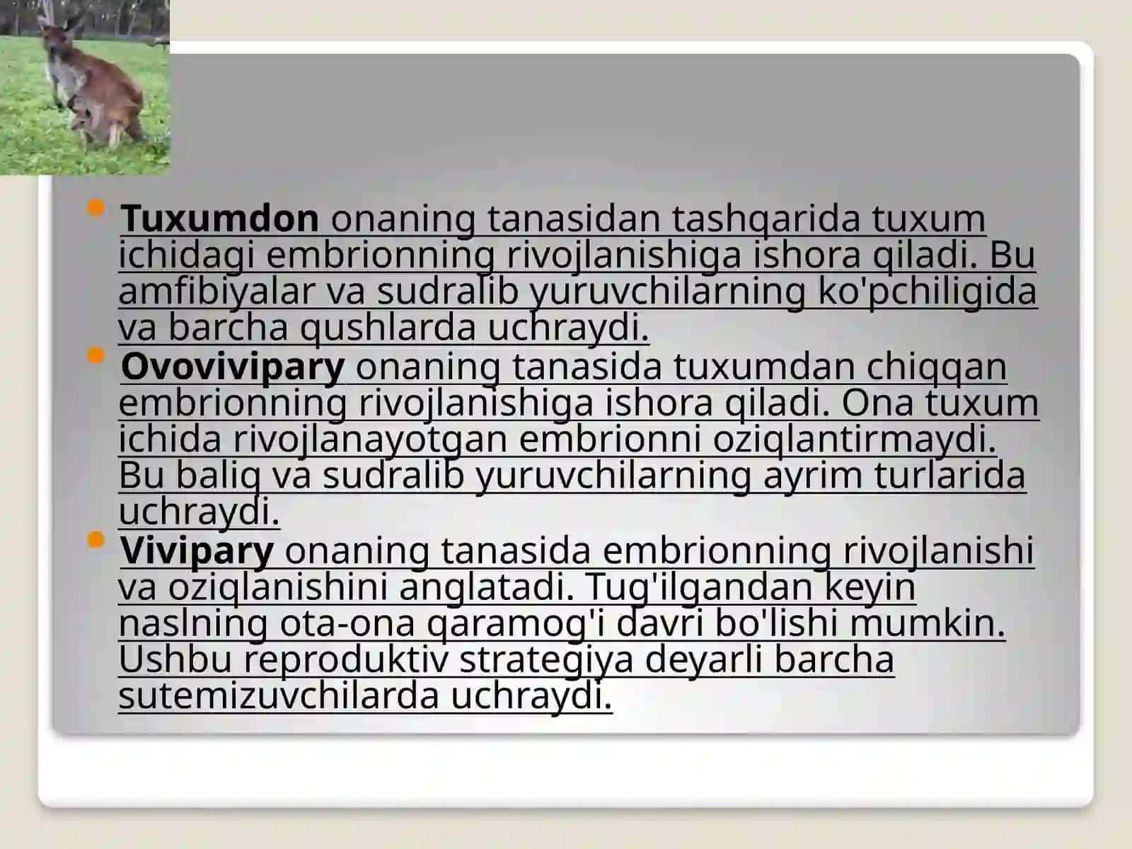 Umurtqali hayvonlarning ko'payishibiologiyasi 3