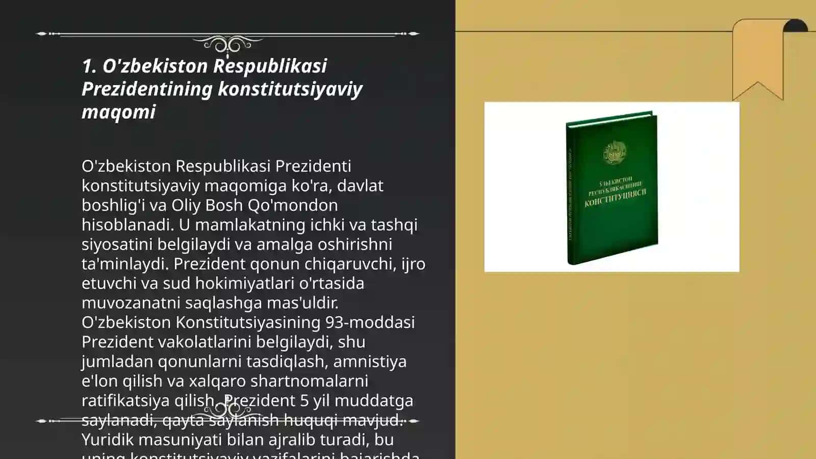 O'zbekiston Respublikasi Prezidentining konstitutsiyaviy maqomi 3