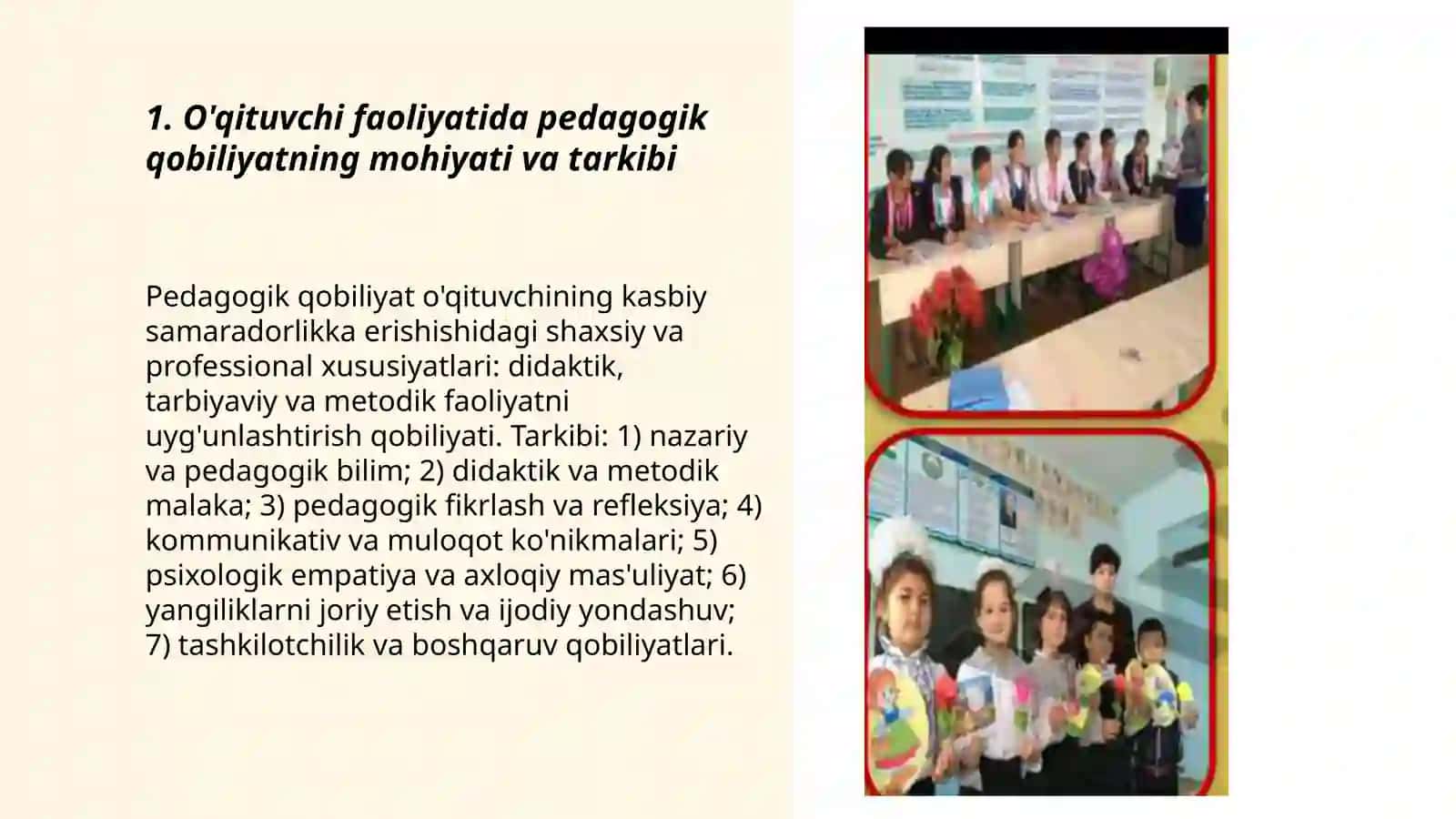 O'qituvchi faoliyatida pedagogik qobiliyat. Kommunikativ malakalar va ta'sir kòrsatish 3
