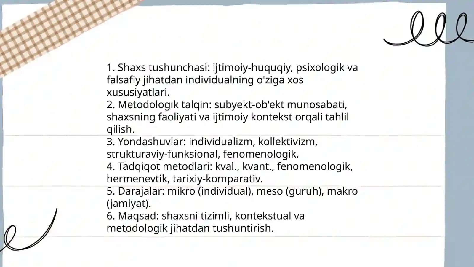 Shaxs muammosi va fanning metodologik darajalari 3