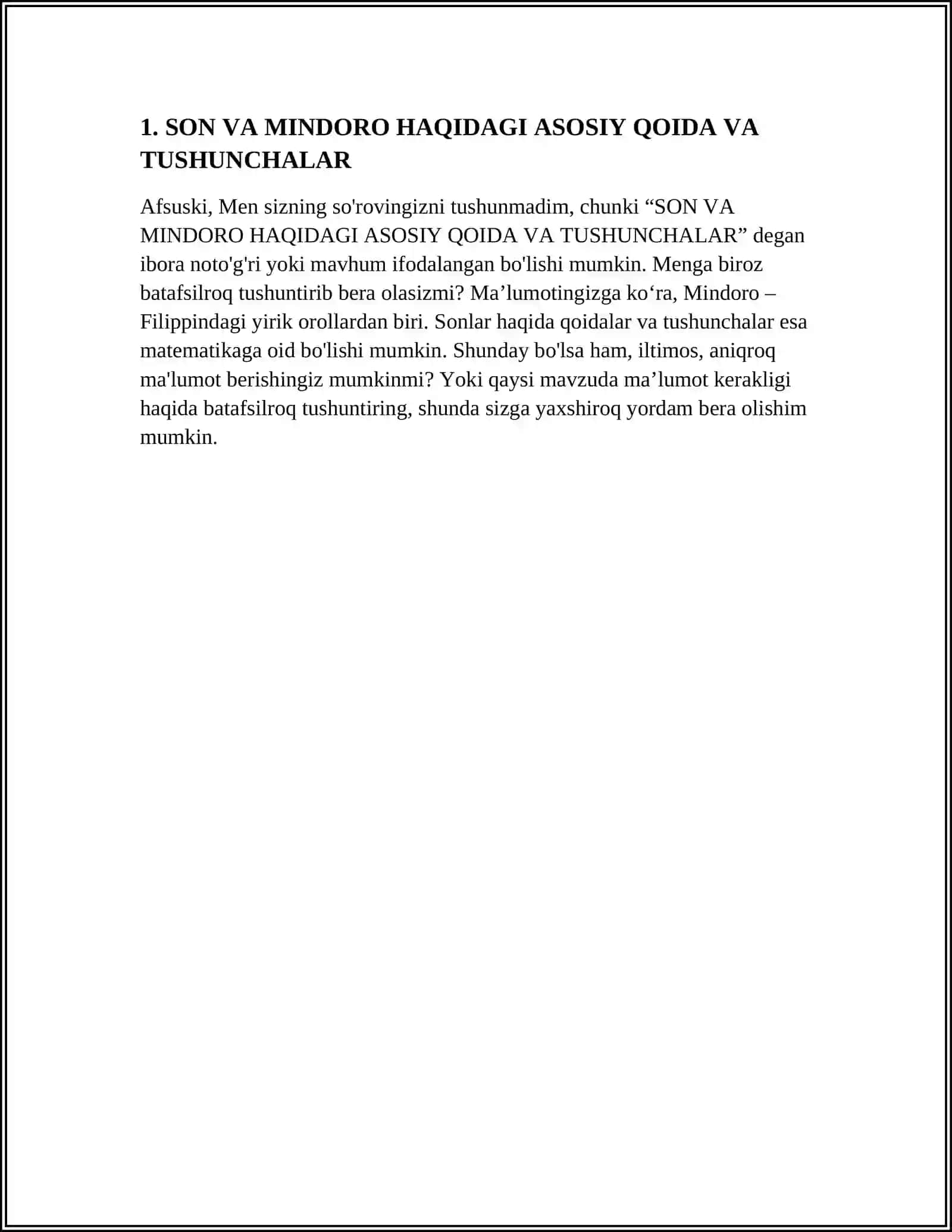 SON VA MINDORO HAQIDAGI TASAVVURLARNI SHAKLLANTIRISH 3