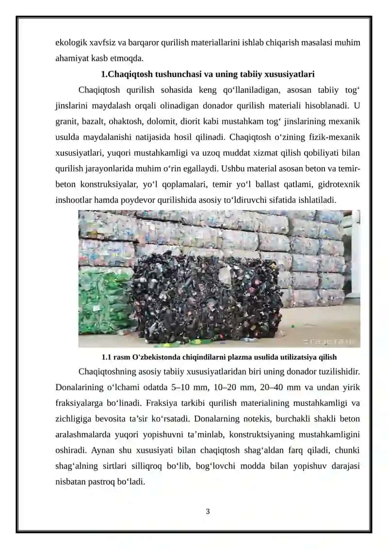 Chaqiqtoshning ekologik ahamiyati Sanoat chiqindilarini qurilish materiallariga aylantirish 3