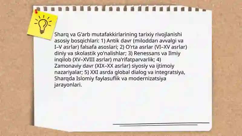 Sharq va G'arb mutaffakirlari haqida 3