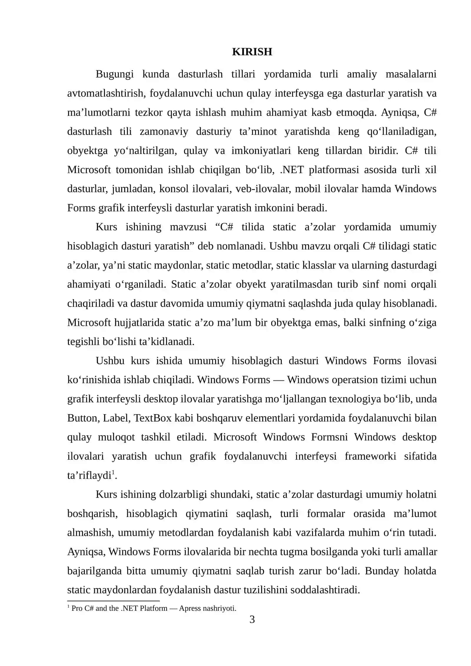C# tilida static a’zolar yordamida umumiy hisoblagich dasturi yaratish 3