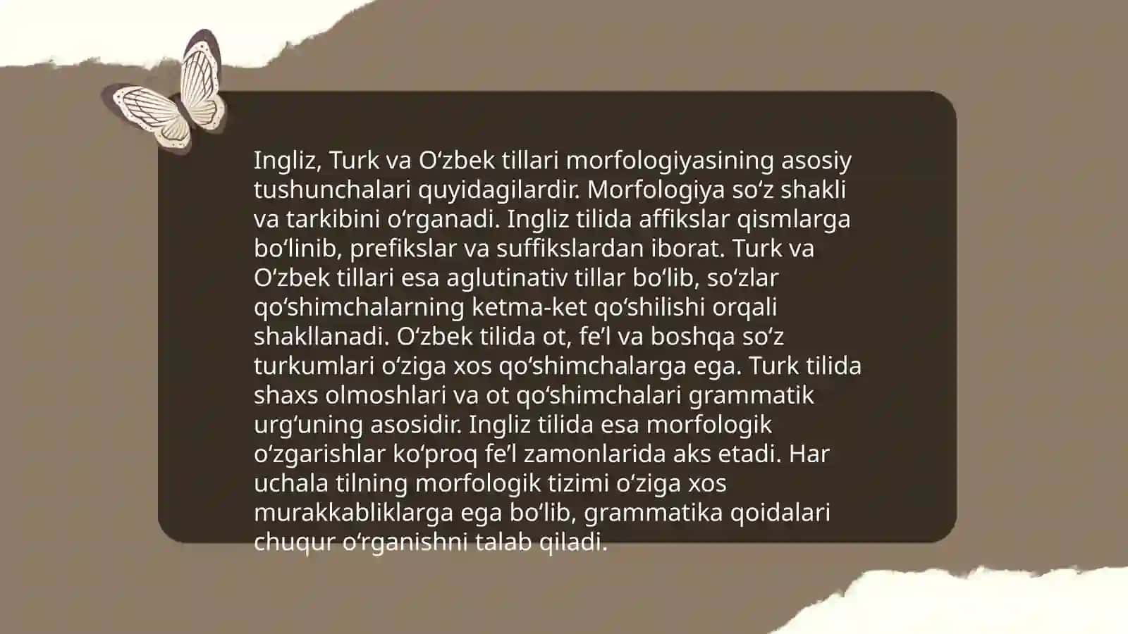 Ingliz, Turk, o’zbek tilini 4 ta sath bo’yicha qiyoslash 3