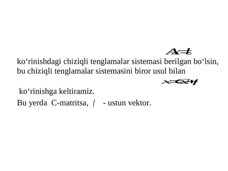 Oddiy iteratsiya usuli. Sistemalar uchun Zeydel usuli 3