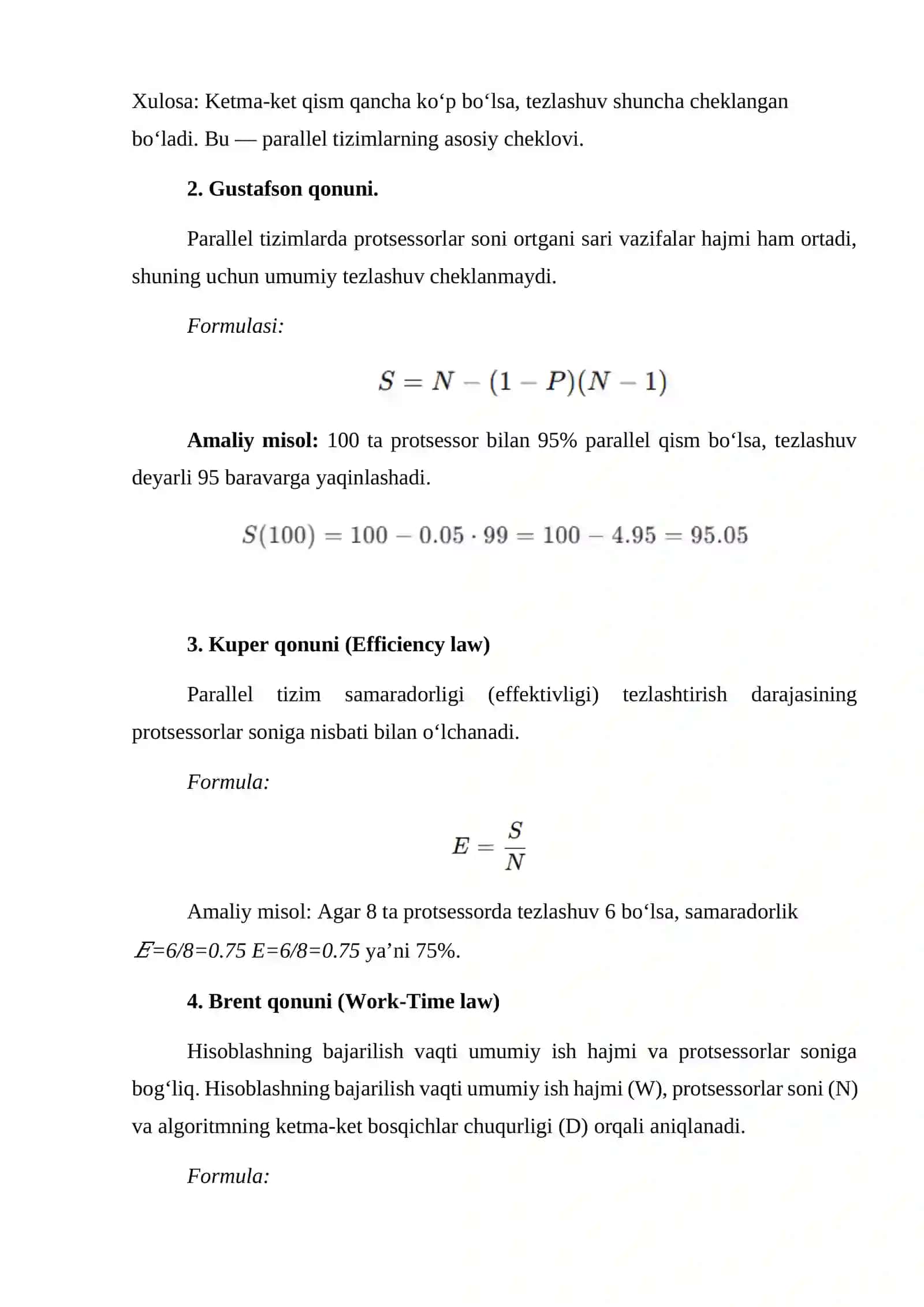 Parallel hisoblashning asosiy qonunlari. Top 5 superkompyuter 3