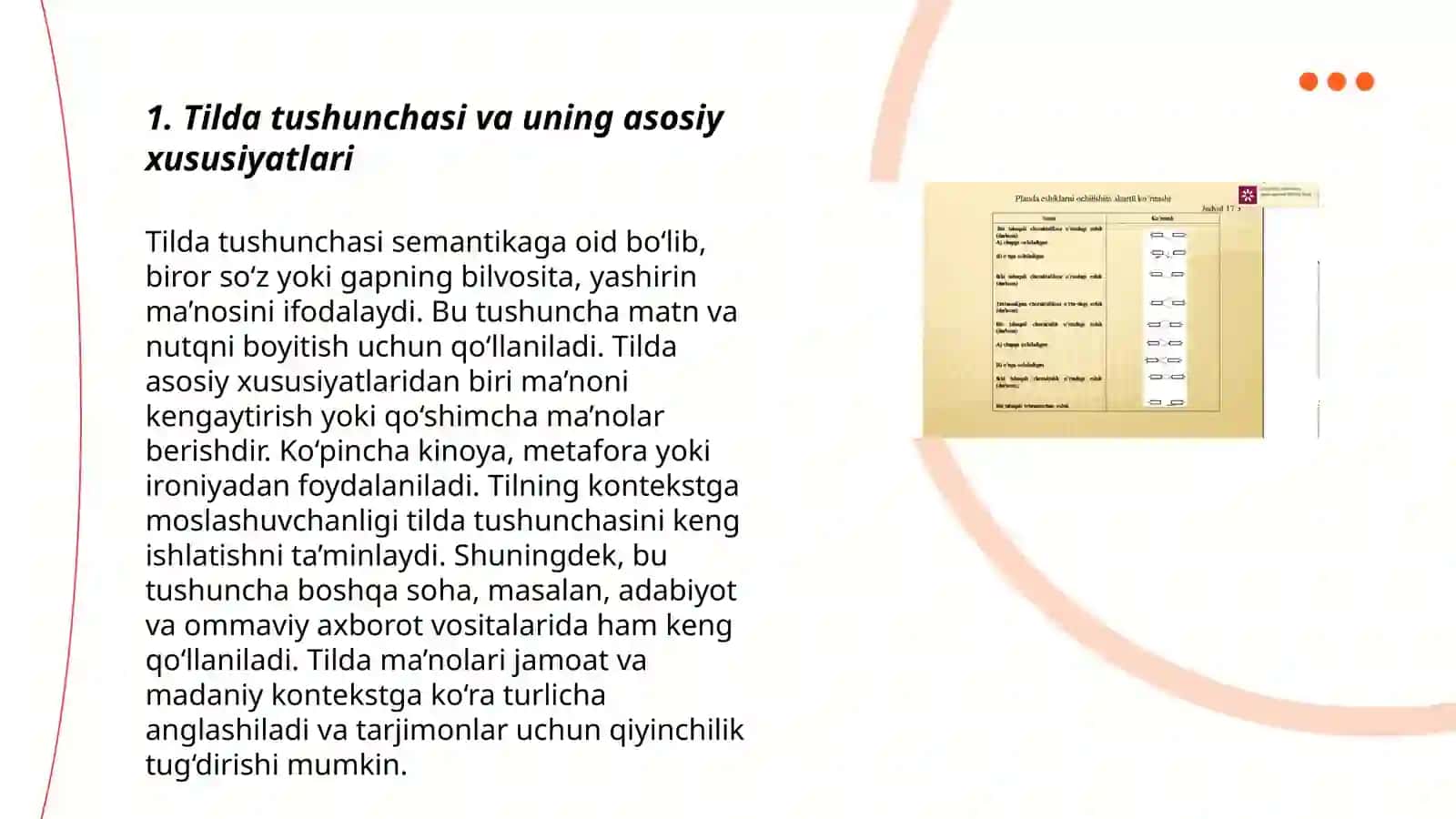 Tilda shakl va mazmun.Struktura va sistema.Semiotika belgilar sistemasi 3