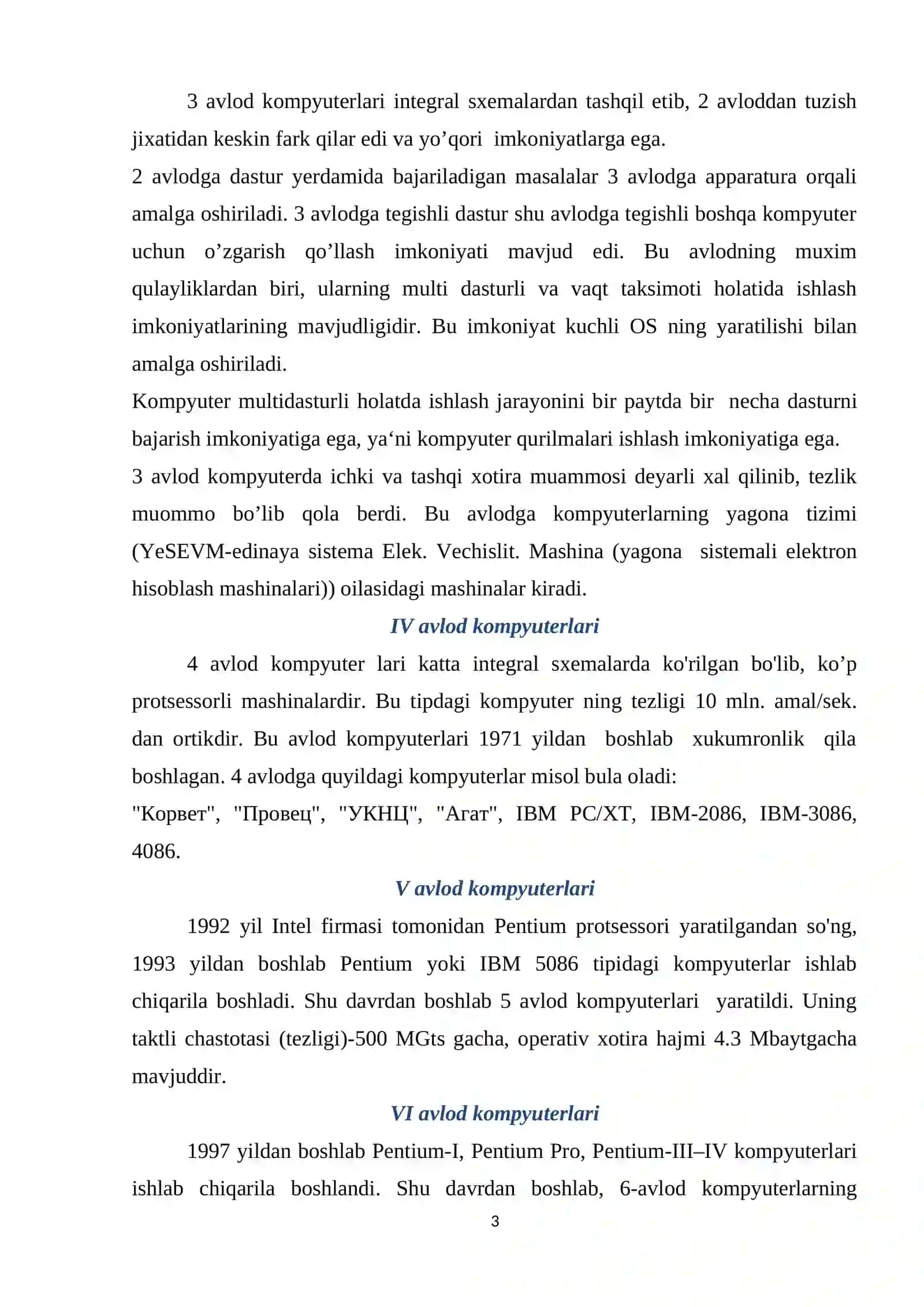KOMPYUTERNING RIVOJLANISH TARIXI, UNING AVLODLARI VA QURILMALARI 3