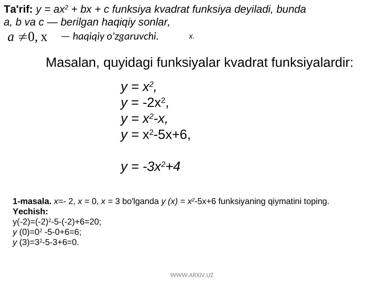 KVADRAT FUNKSIYA 3