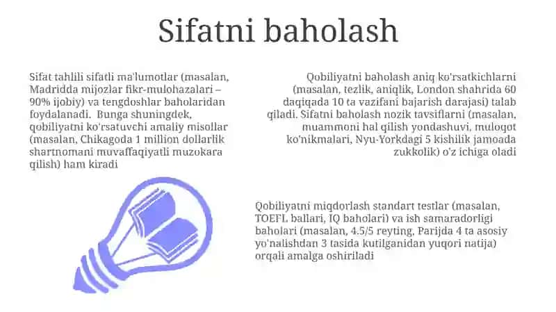 Qobiliyatning miqdori va sifat tavsifi 3