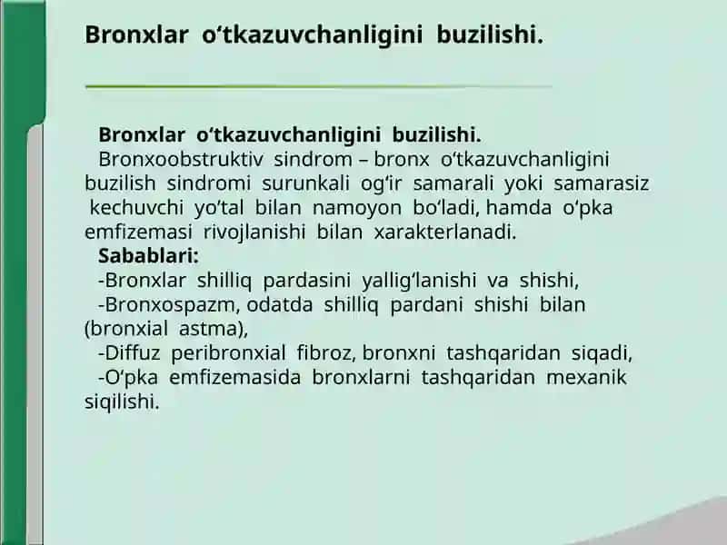Nafas a’zolari kasalliklari bilan og'rigan bemorlarni tekshirish 3