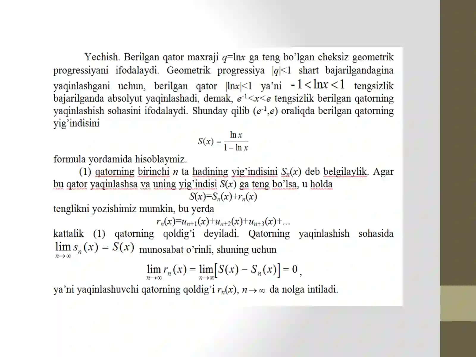 FUNKSIONAL QATORLARNI DIFFERENSIALLASH VA INTEGRALLASH 3