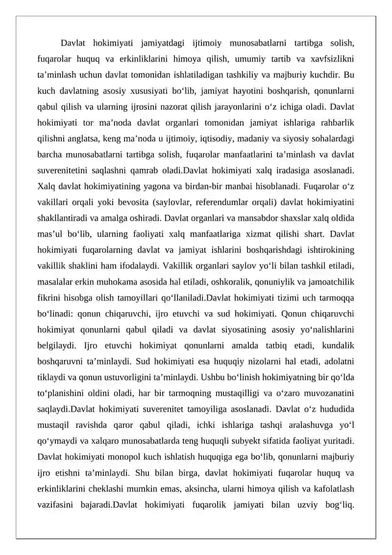 O‘zbekistonda davlat hokimiyatini amalga oshirishning huquqiy asoslari 3
