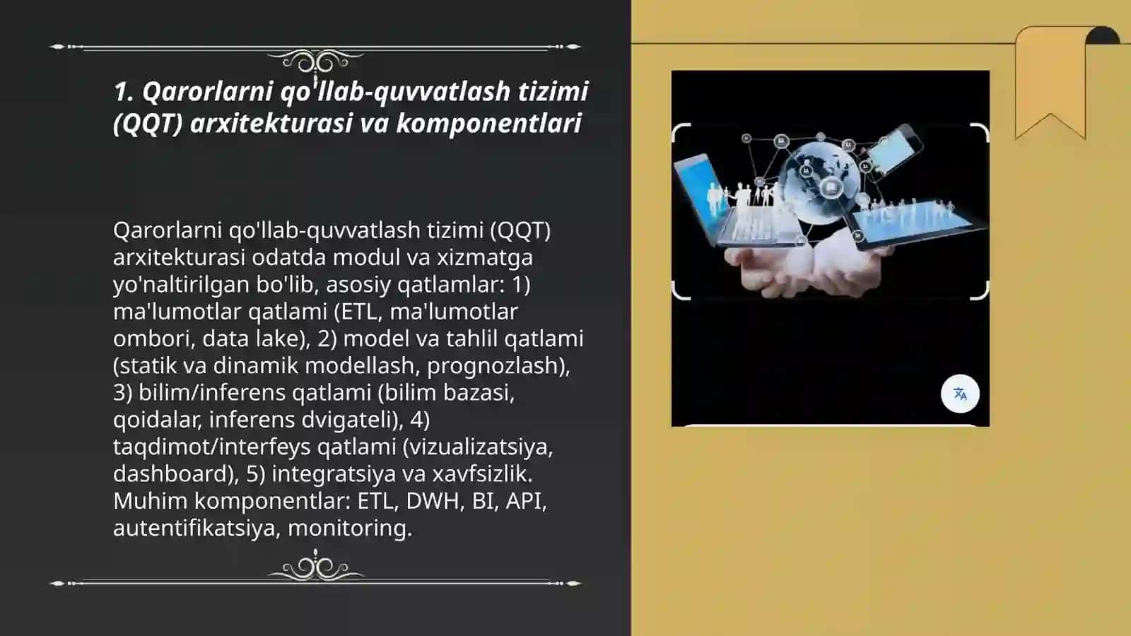 Qarorlarni qo'llab-quvvatlash tizimlari va prognozlash usullarini yaratish uchun axborot texnologiyalari 3