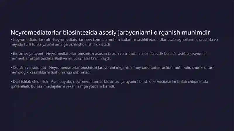Neyromediatorlar biosintezi 3