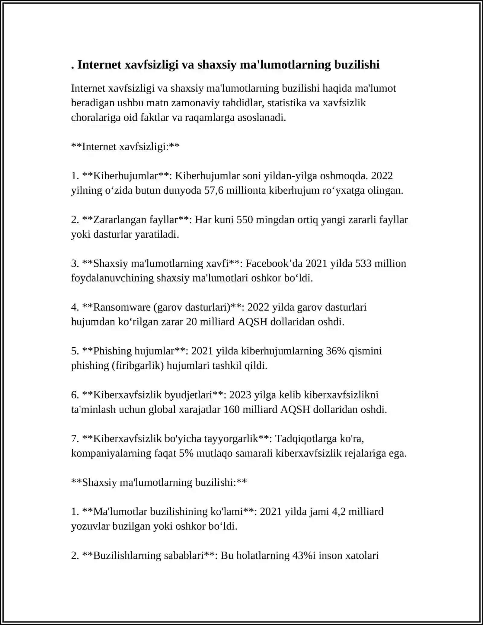 Internet xavfsizligi va shaxsiy ma'lumotlarning buzilishi 3