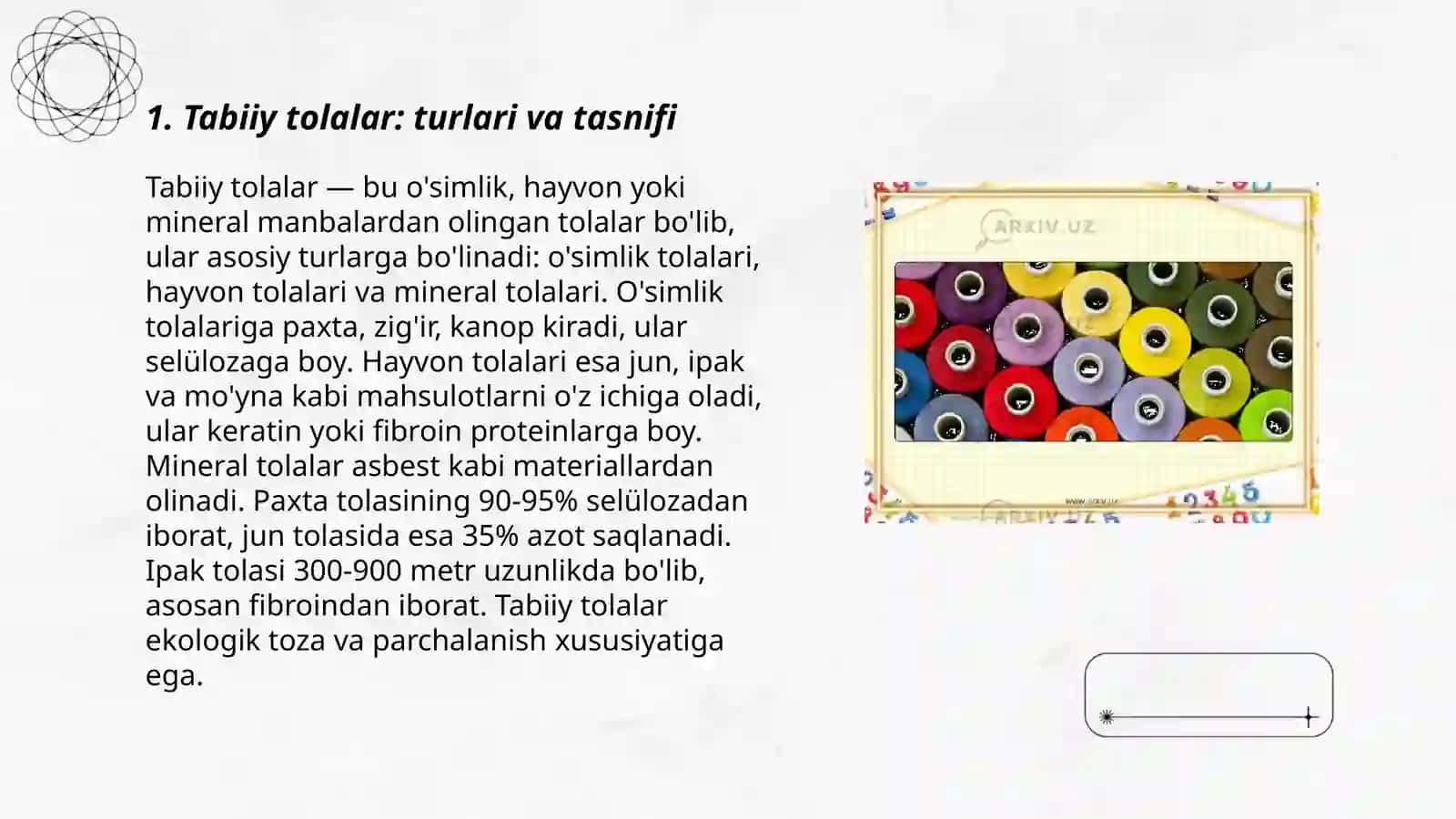 Tabiiy va kimyoviy tolalar 3