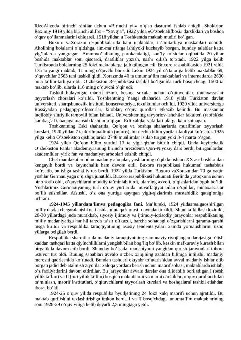 1924-1991 YILLARDA O‘ZBEKISTONDA TA’LIM TIZIMI VA PEDAGOGIK FIKRLAR RIVOJI 3