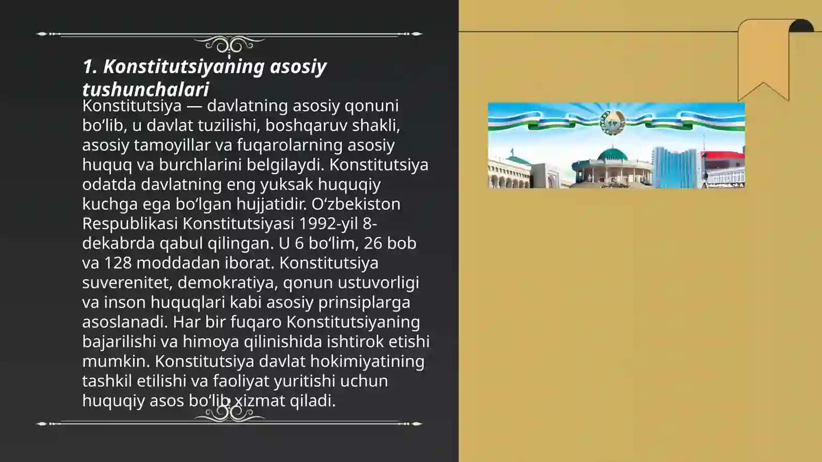 Konstitutsiya va davlat, konstitutsiyaning prinsiplari va xususiyatlari, konstitutsiyalarning turlari 3