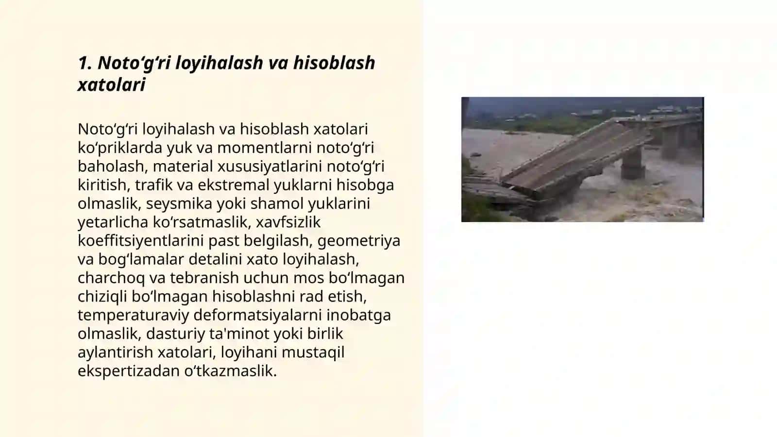 Avtomobil yo‘llaridagi sun'iy inshootlarni qurish va ekspluatatsiya qilish fanidan yozgan mustaqil ish 3