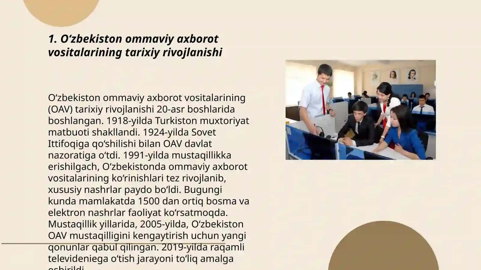 O‘zbekiston respublikasi ommaviy axborot vositalarining faoliyati 3