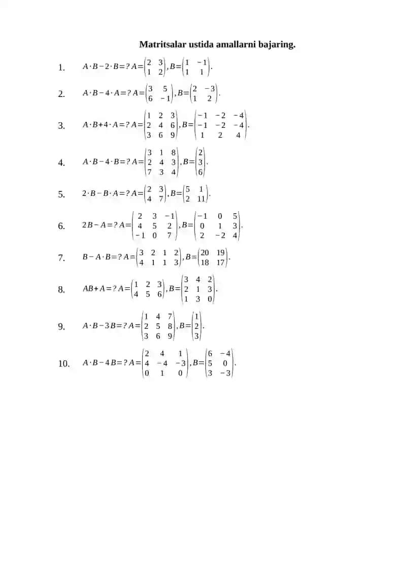 «Oliy matematika» fanidan  yakuniy nazorat savollari to‘plami. 3