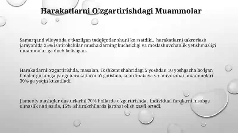 Xarakatini modifikatsiya qilish muammolari 3