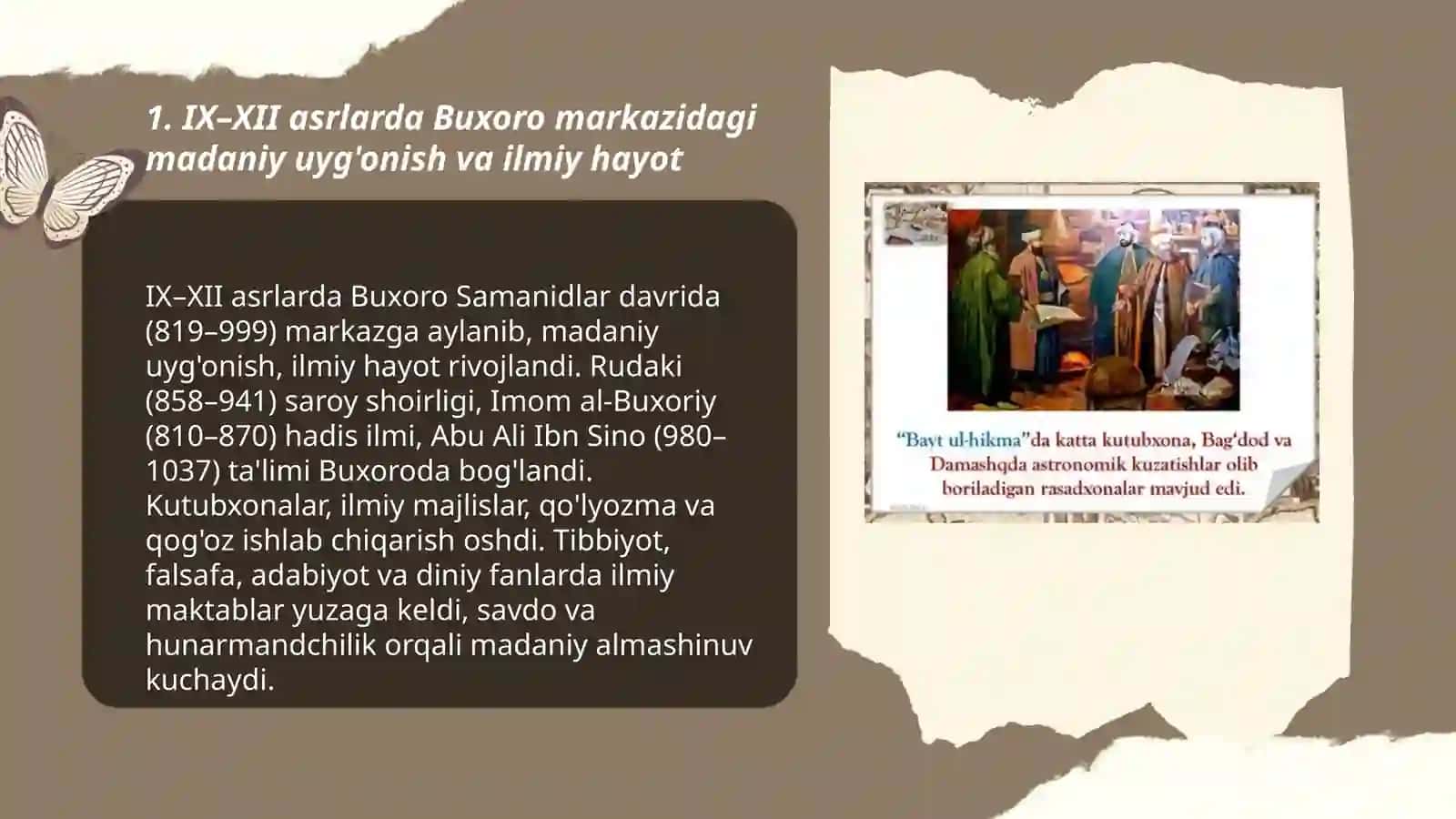 IX-XII asrlarda Buxoro markazidagi madaniy uyg'onish va ilmiy hayot 3