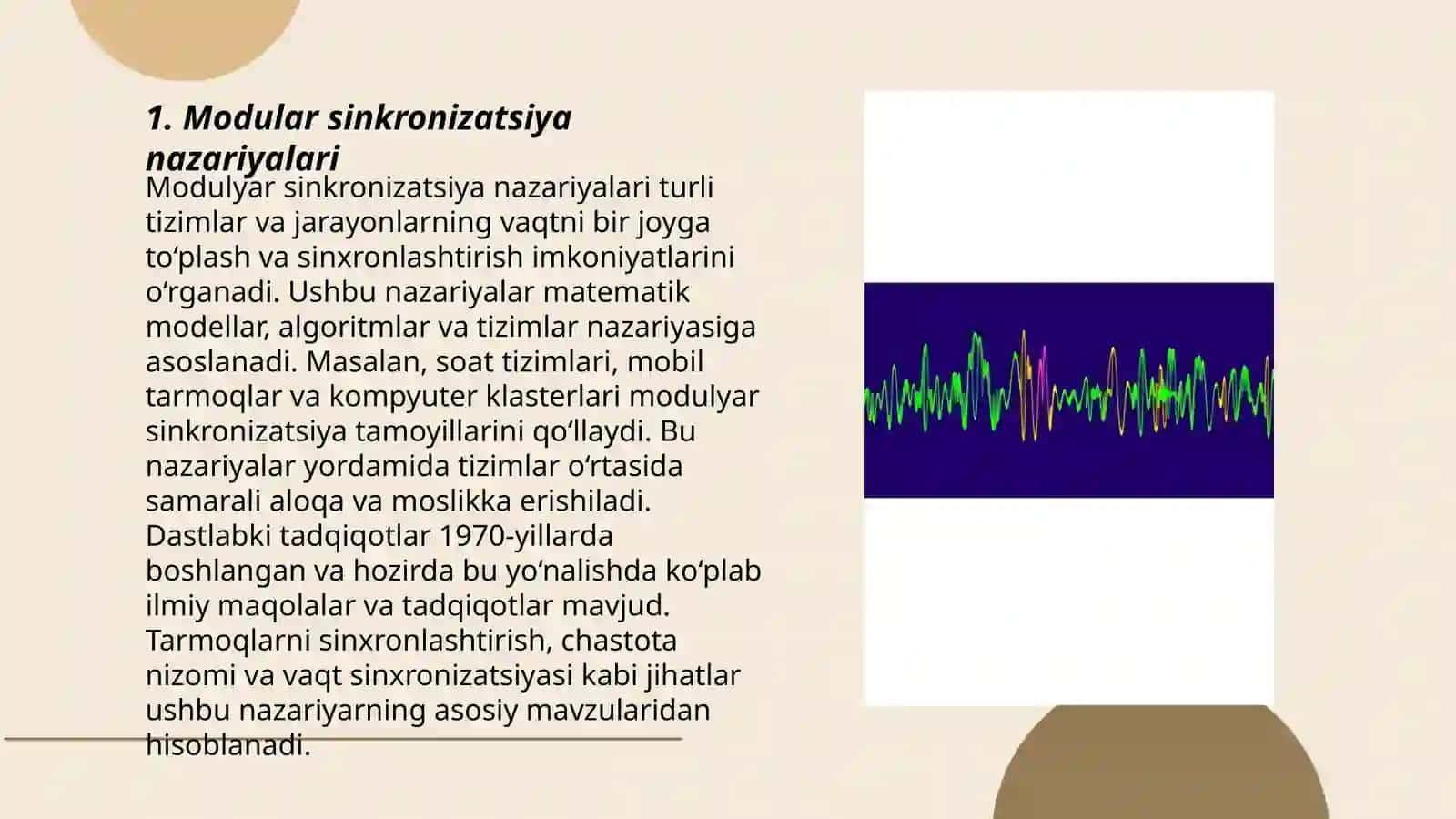 Modular sinxronizatsiyasi va pikosekundli impulslar generatsiyasi 3