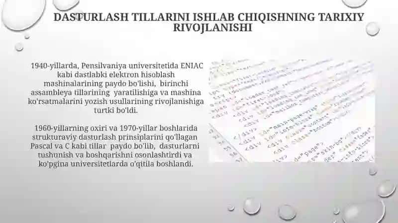 Dasturlash tillarining rivojlanish tasnifi 3