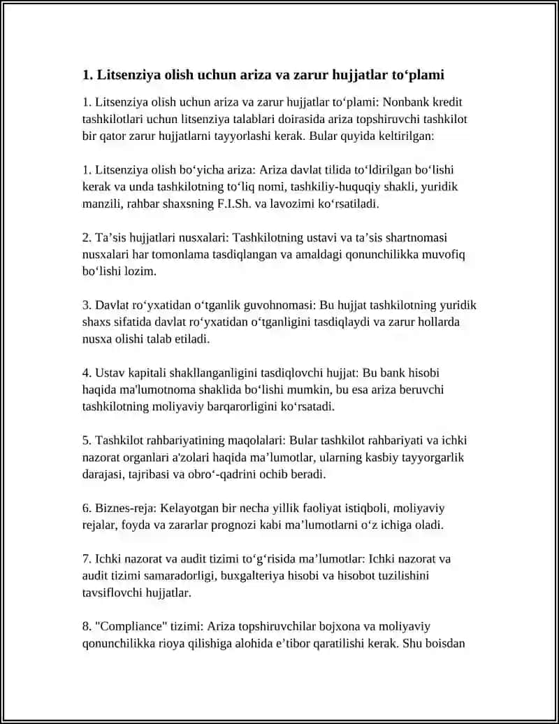 NOBANK KREDIT TASHKILOTLARI UCHUN LITSENZIYA TALABLARI 3