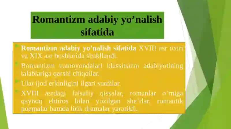 Romantizm va realizm adabiyoti 3