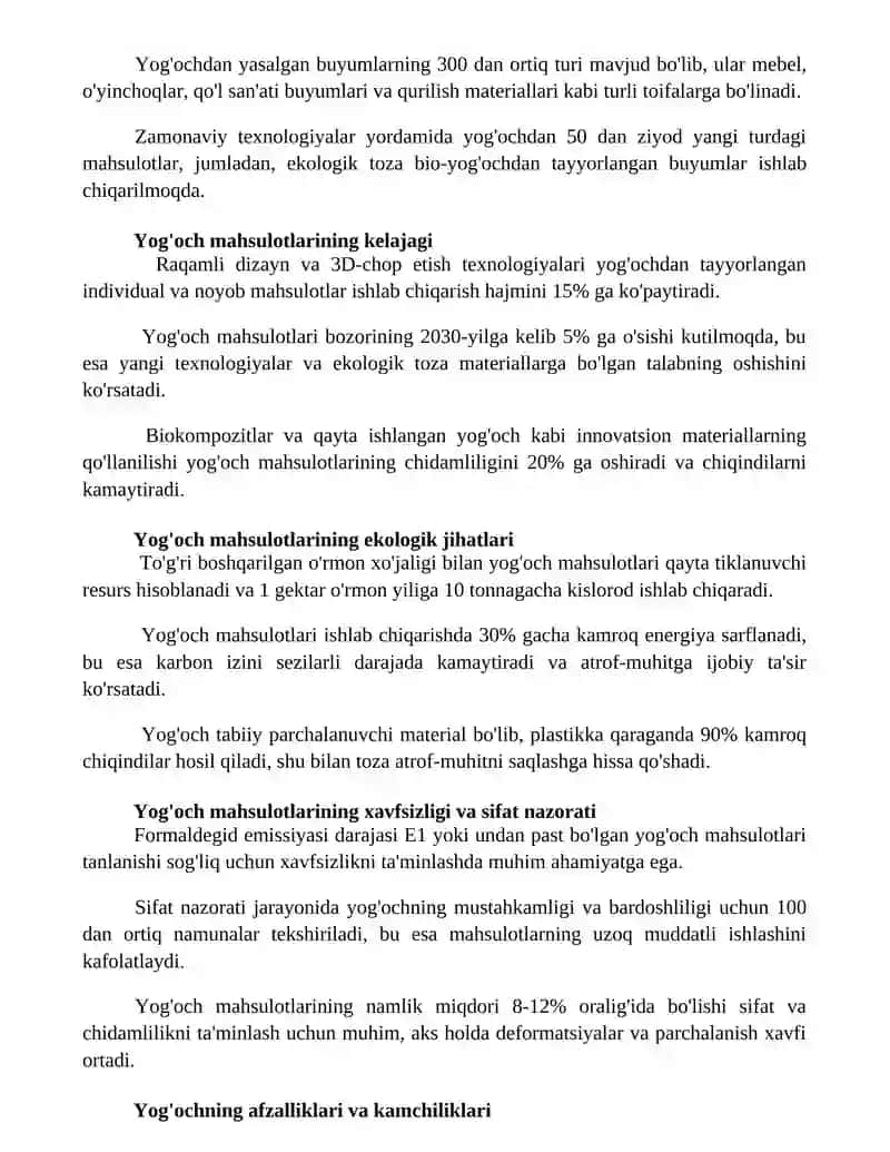 Pardozbop yogʻoch ashyolar va buyimlar 3