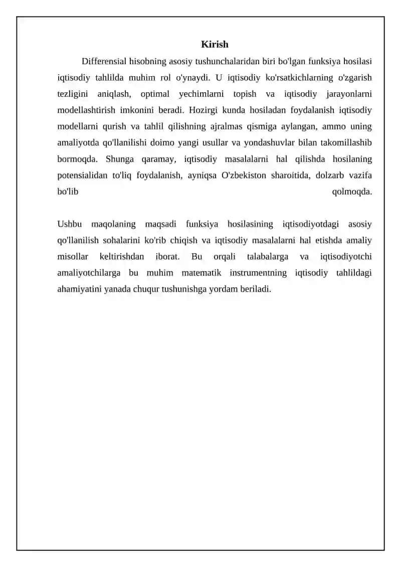 Funksiyaning hosilasi va uning iqtisodiyotdagi tadbigʻlari 3
