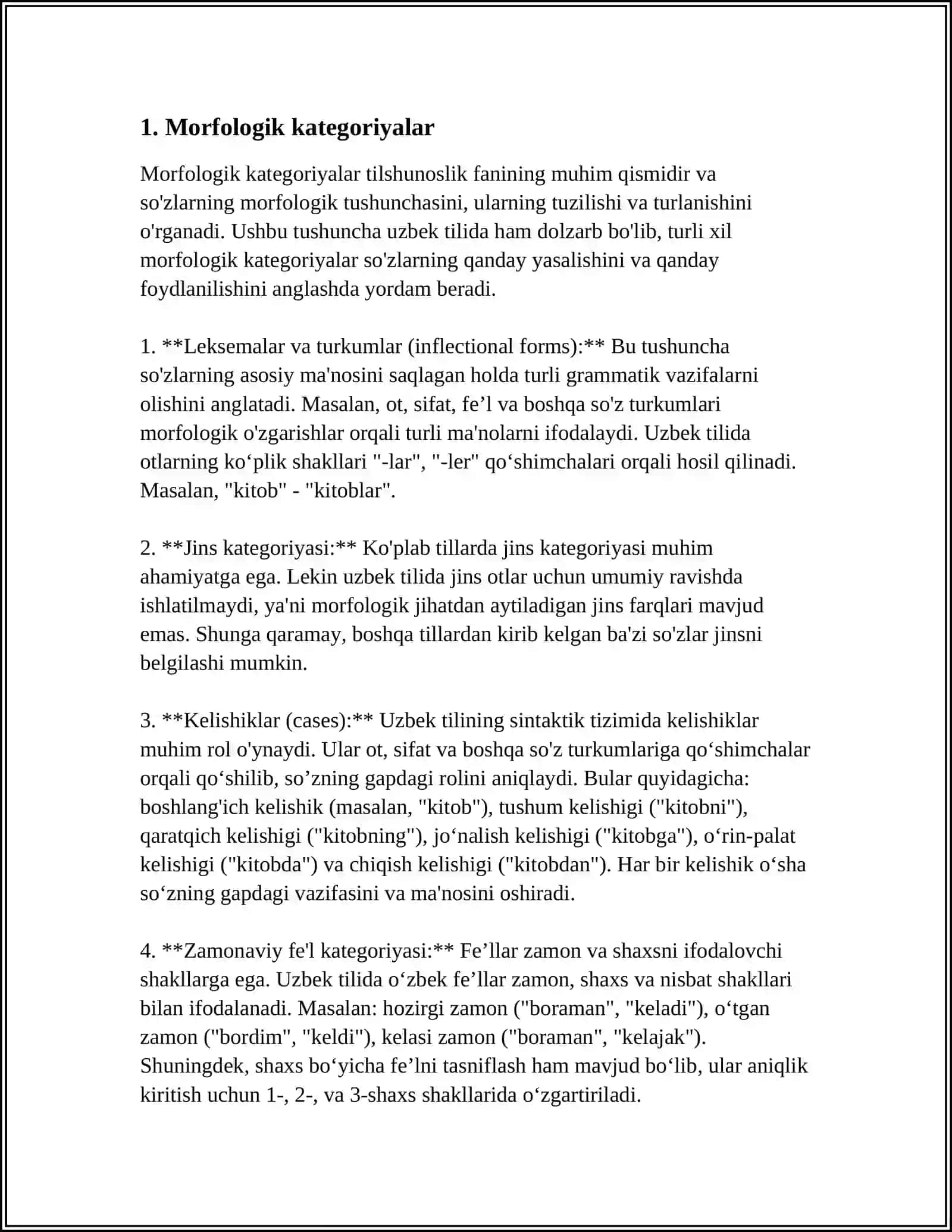 GRAMMATIKA-TIL STRUKTURASINI O'RGANUVCHI SOHA SIFATIDA. MORFOLOGIYA VA SINTAKSIS 3