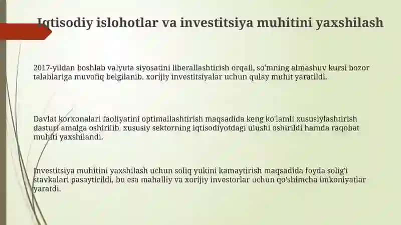 Iqtisodiy va Siyosiy Islohotlar O'zbekiston Taraqqiyotining Asosi 3