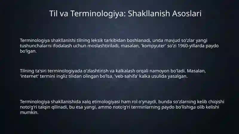 Til va Terminologiya: Shakllanish Asoslari 3