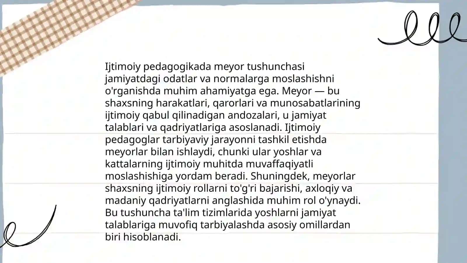 Ijtimoiy pedagogikada " meyor" va "meyordan og'ish" tushunchasi 3
