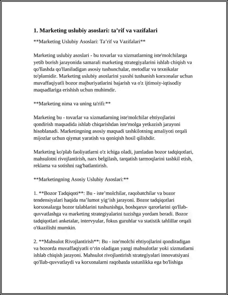 Marketing Uslubiy Asoslari: Ta’rif va Vazifalari 3