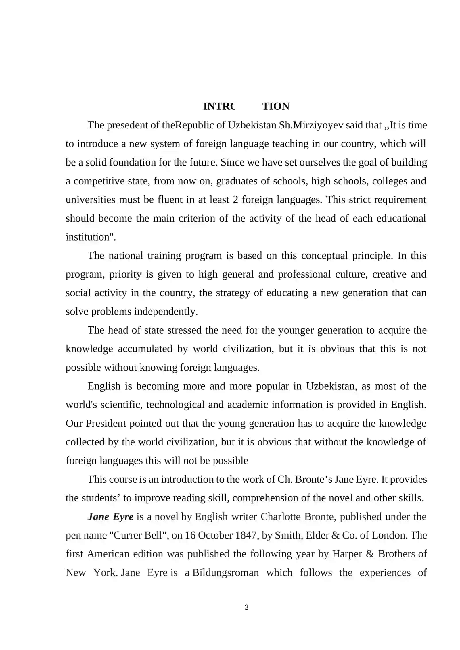 Course Paper: Male Identity Formation in Ch. Bronte’s Jane Eyre 3