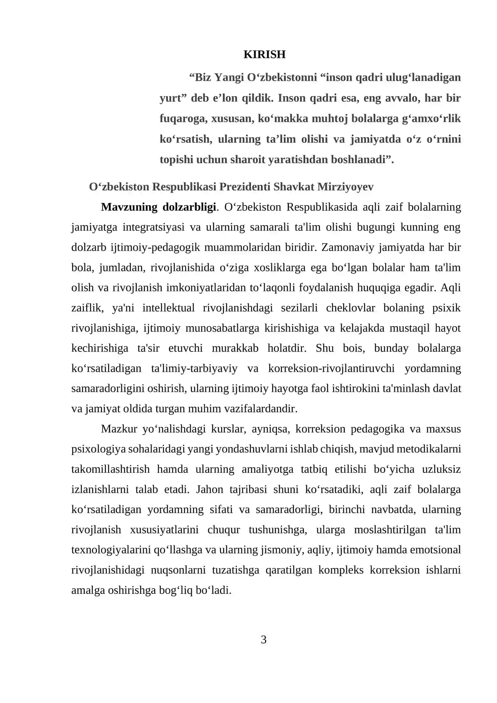 MAXSUS PEDAGOGIKA: OLIGOFRENOPEDAGOGIKA YO‘NALISHI 201-GURUH TALABASI 3