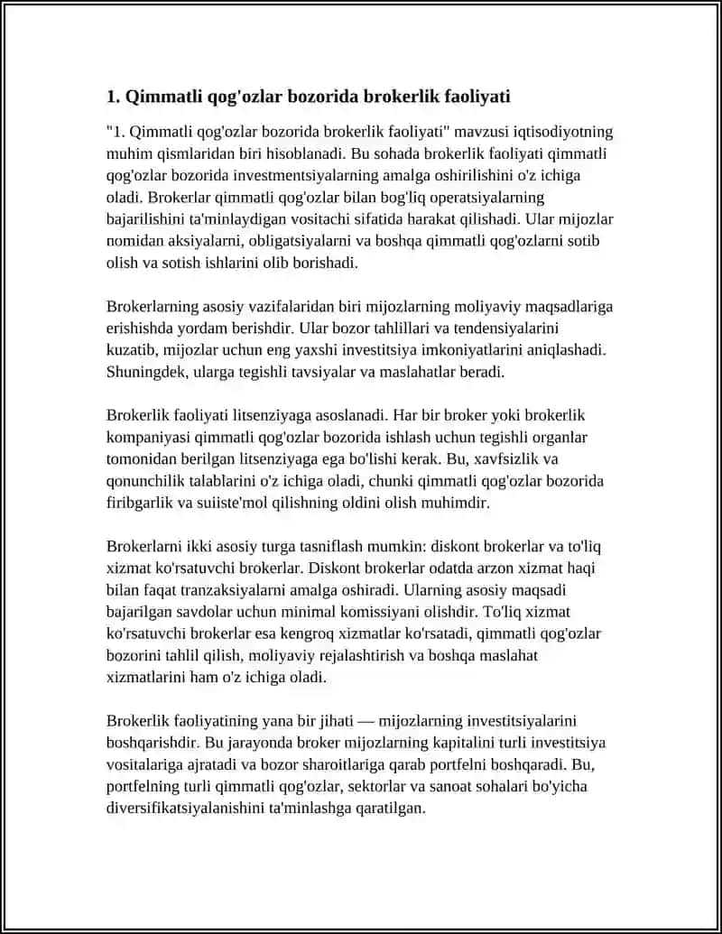 QIMMATLI QOG'OZLAR BOZORIDAGI KASBIY FAOLIYAT VA UNING TURLARI 3