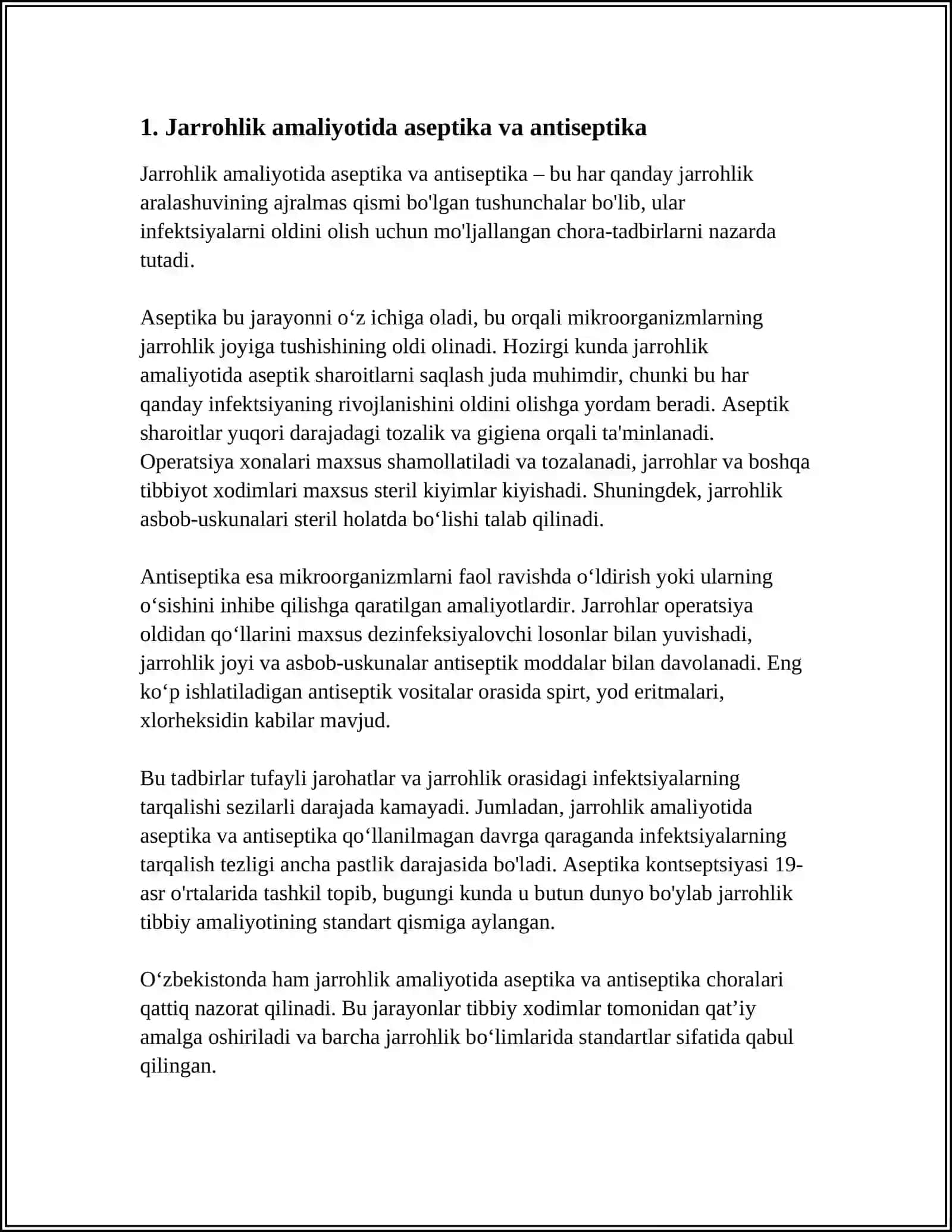 XIRURGIYA AMALYOTI UCHUN 10 VAROQLI REFERAT KK 3