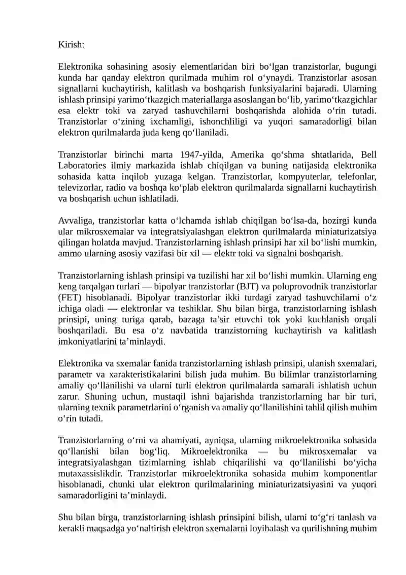 Bipolyar tranzistor xarakteristikalarini o‘lchash va asosiy parametrlarini hisoblash 3