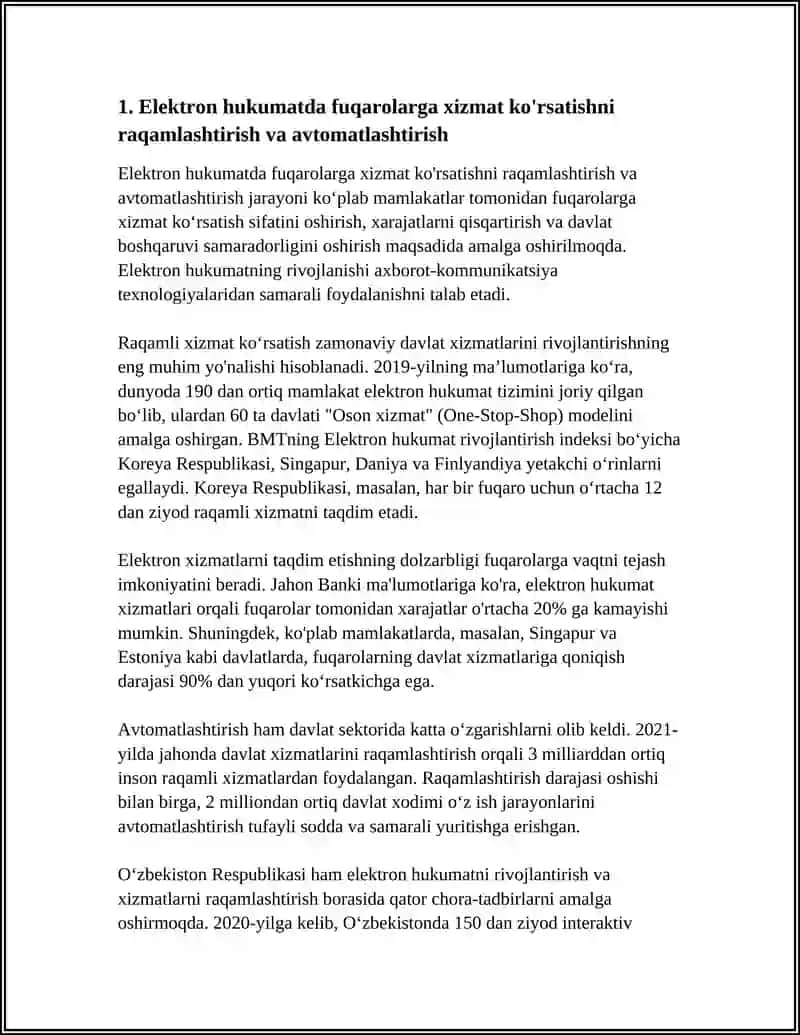 Elektron Hukumatda Fuqarolarga Xizmat Ko'rsatishni Raqamlashtirish va Avtomatlashtirish 3
