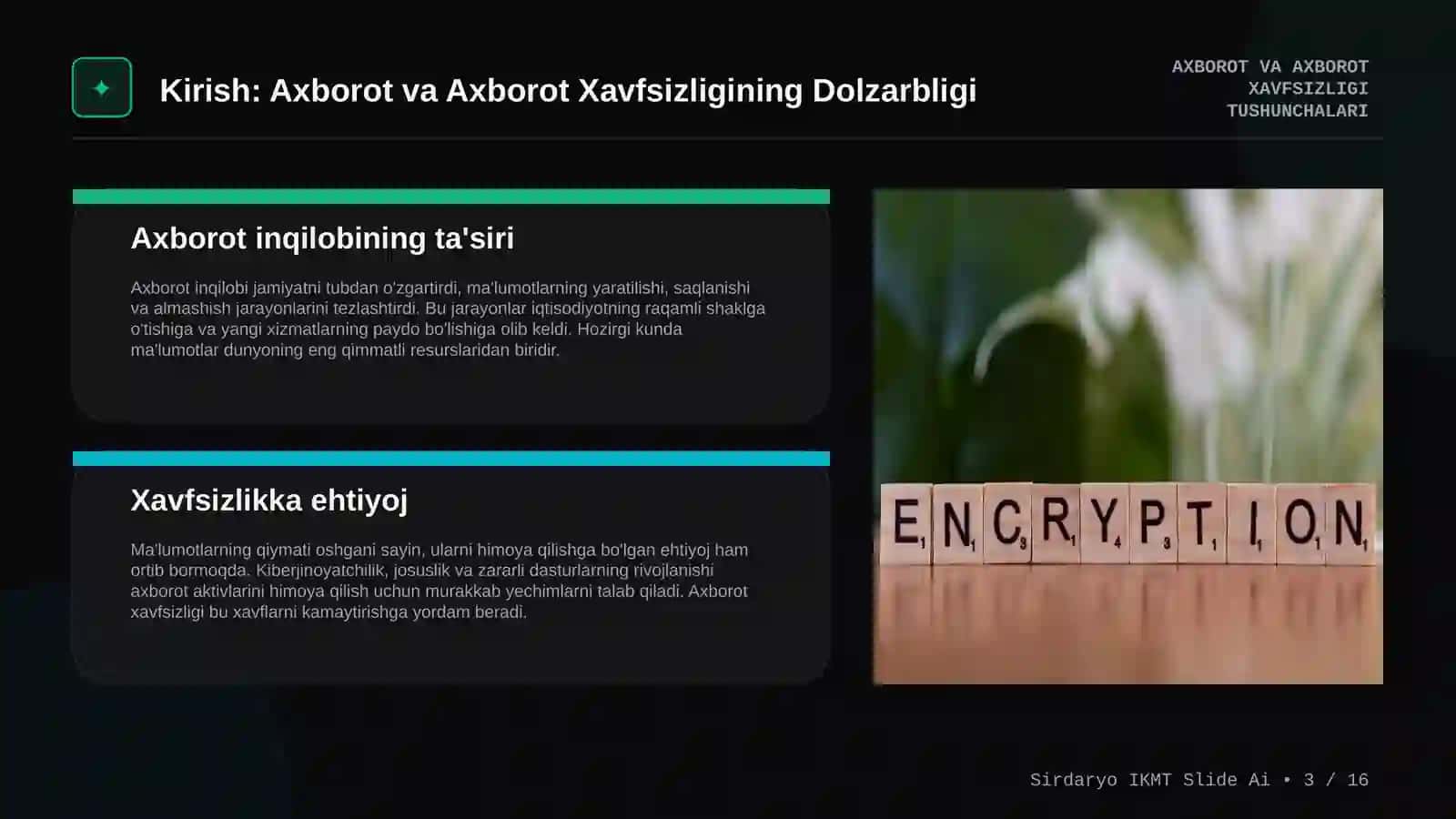 Axborot va Axborot Xavfsizligi Tushunchalari 3