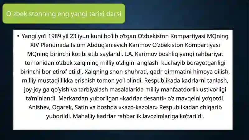 O`zbekiston Républika Tashkil Topishi 3